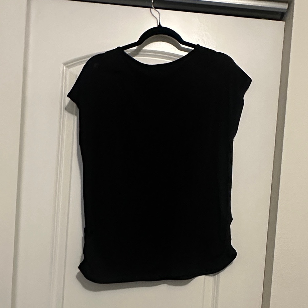 Silver Eyelet Detail Black Corporate Goth Top - Picture 2 of 4